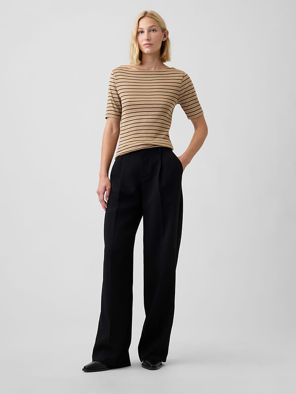 Modern Ribbed Boatneck Top