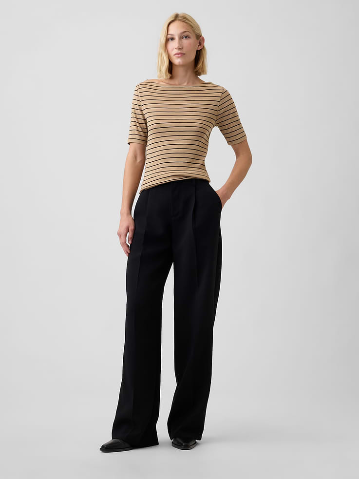 Image 3 of 5, Modern Ribbed Boatneck Top
