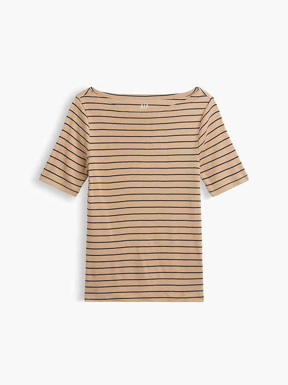 Modern Ribbed Boatneck Top
