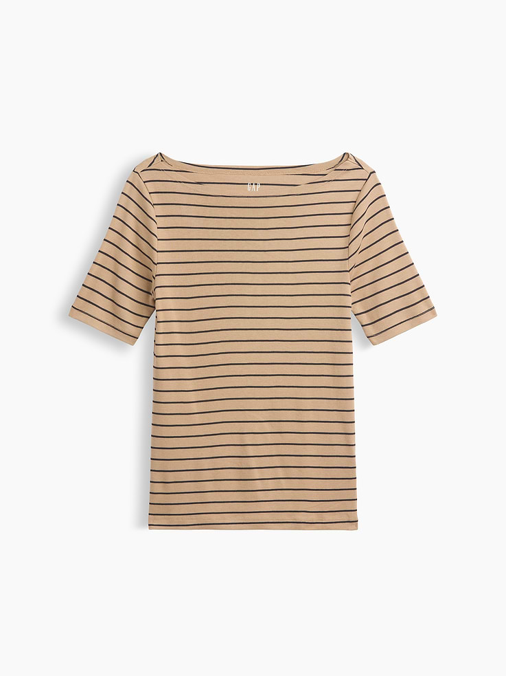 Image 5 of 5, Modern Ribbed Boatneck Top