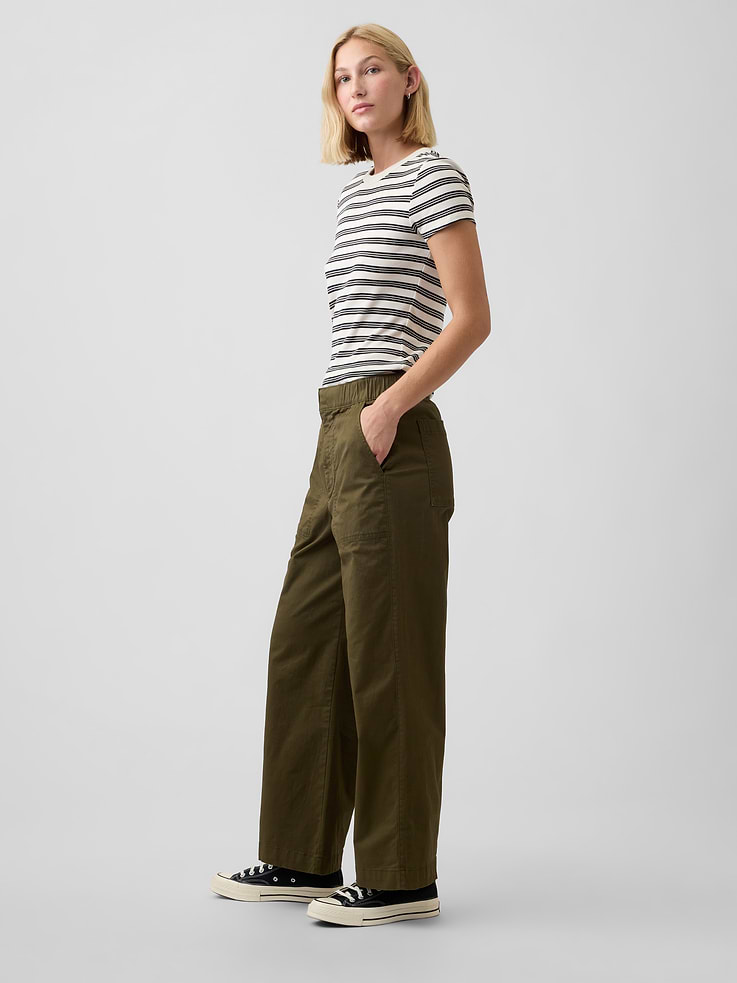 Image number 3 showing, Mid Rise Wide-Leg Khakis