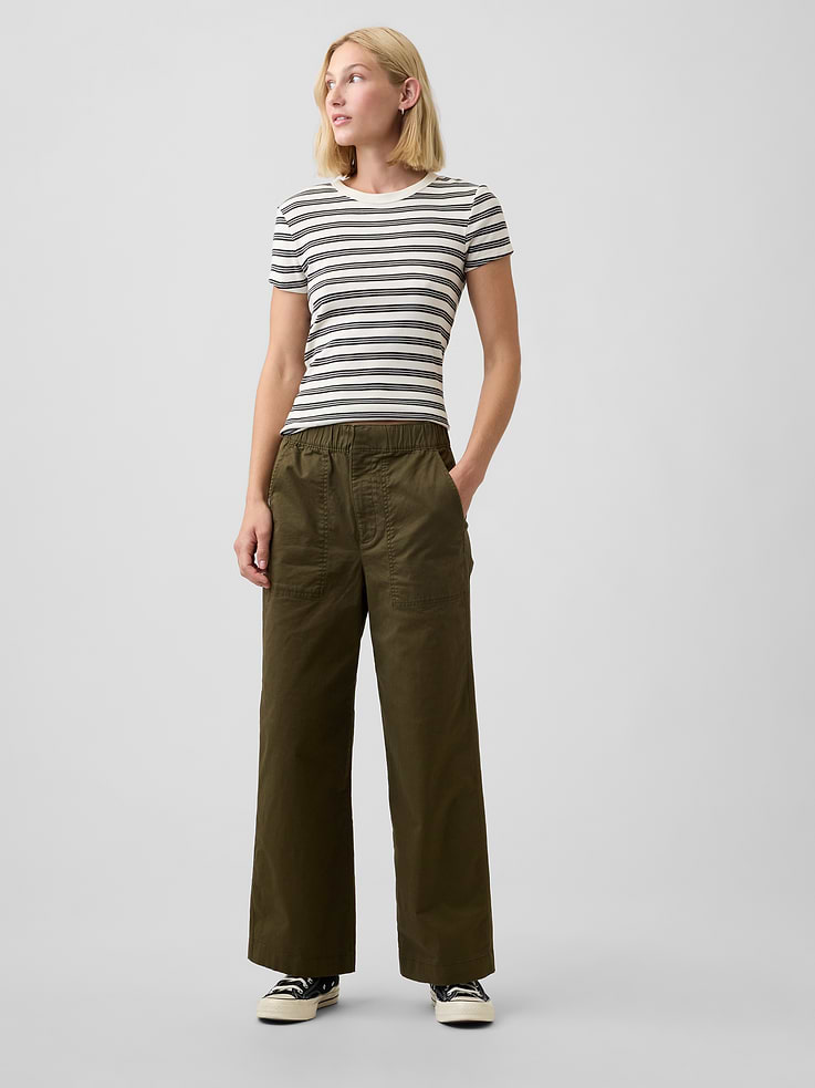Image number 1 showing, Mid Rise Wide-Leg Khakis