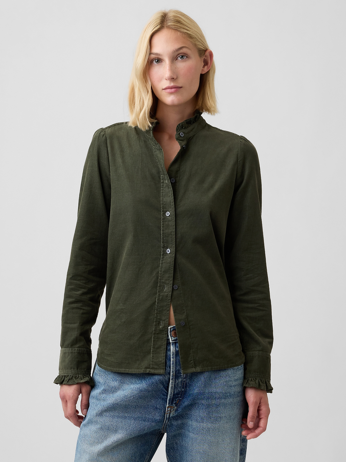 Corduroy Ruffle Shirt | Gap Factory