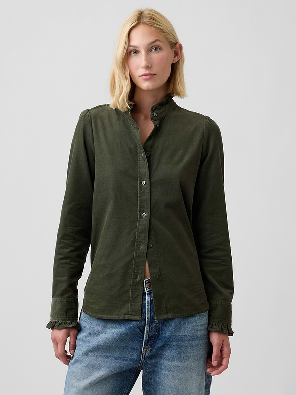 Corduroy Ruffle Shirt