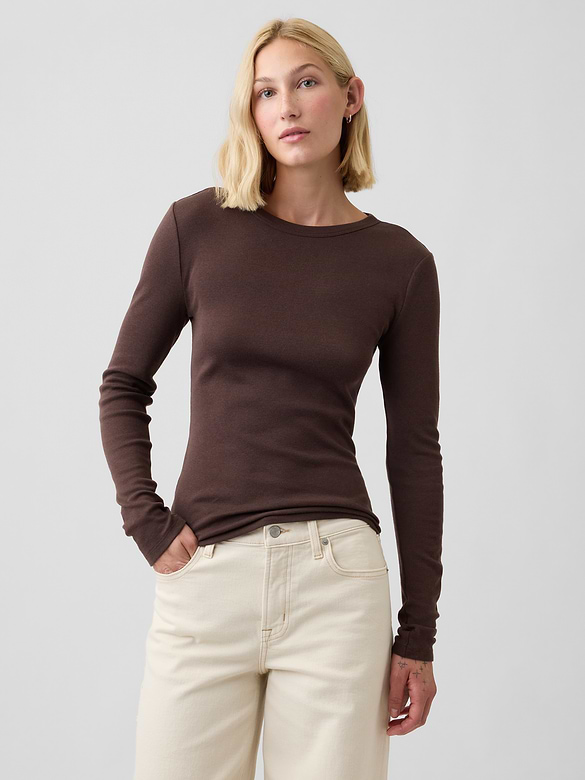 Modern Ribbed Crewneck T-Shirt