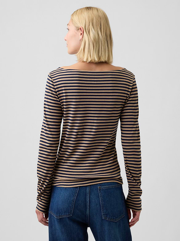 Modern Ribbed Boatneck T-Shirt