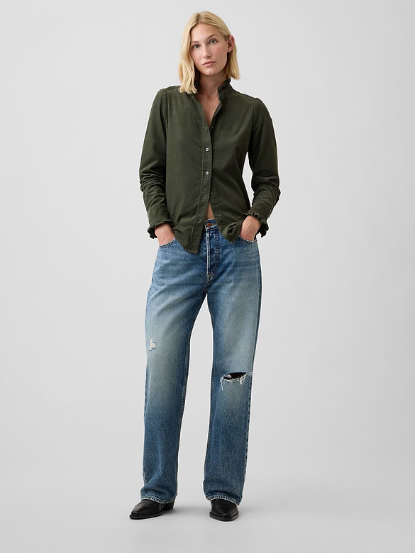 Corduroy Ruffle Shirt
