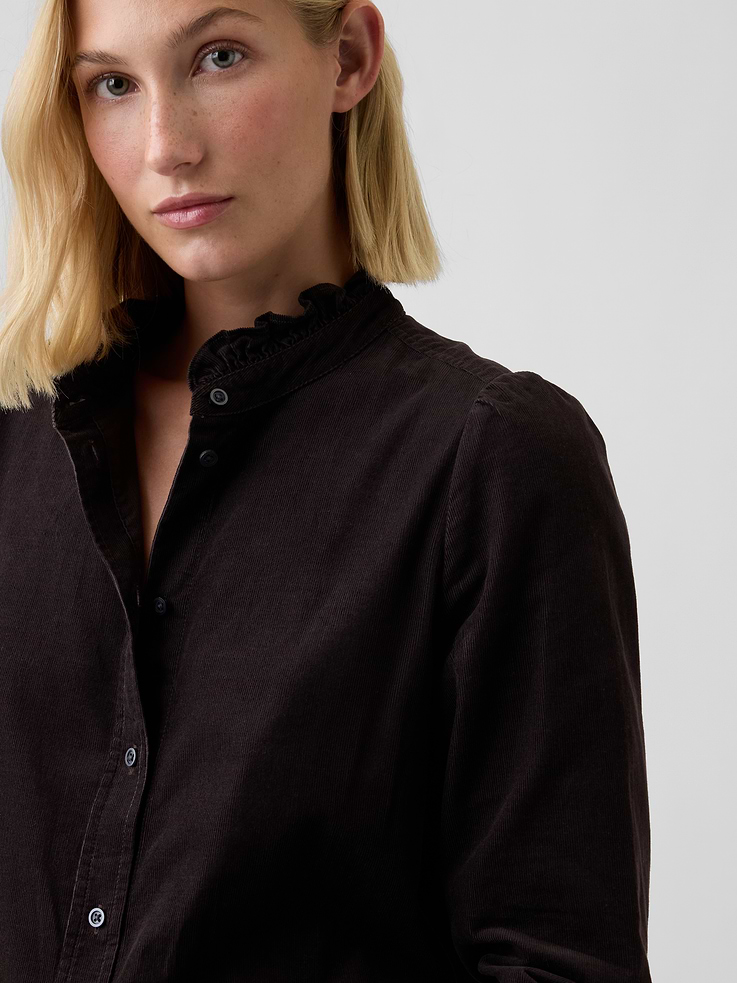 Image 4 of 5, Corduroy Ruffle Shirt