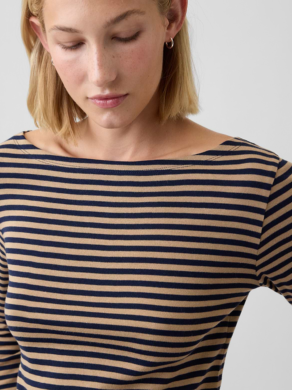 Modern Ribbed Boatneck T-Shirt