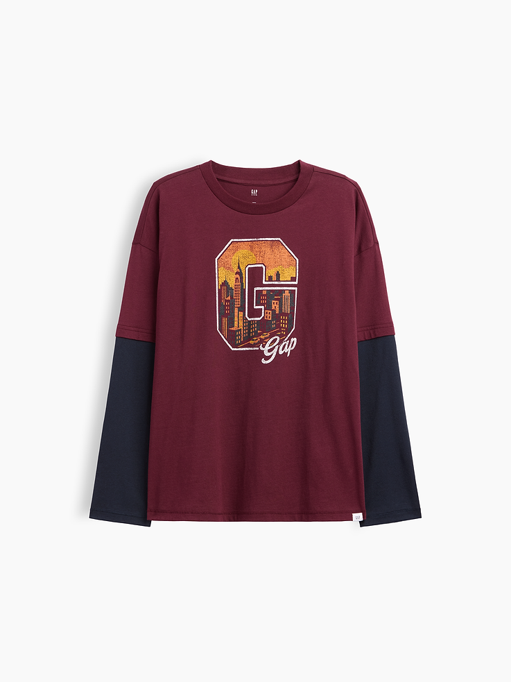 Image 1 of 3, Soft jersey knit., Attached long sleeves., Crewneck., Graphic at front., Product #1178821