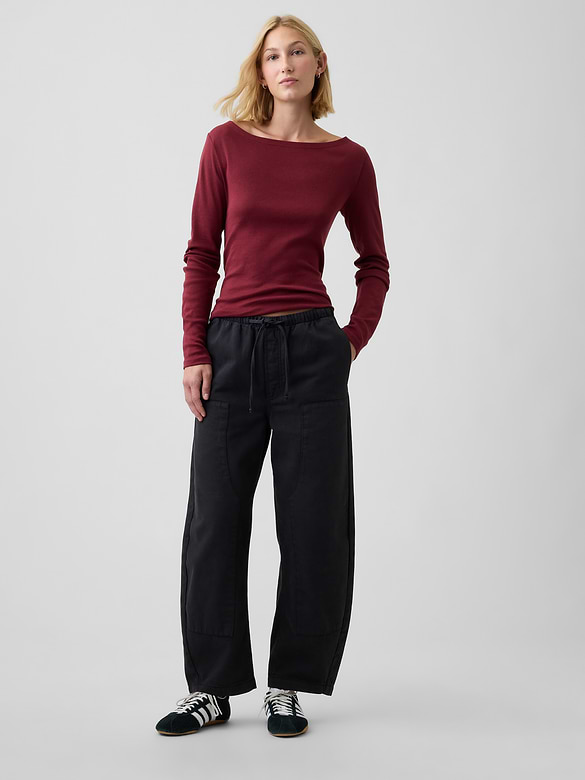 Modern Ribbed Boatneck T-Shirt
