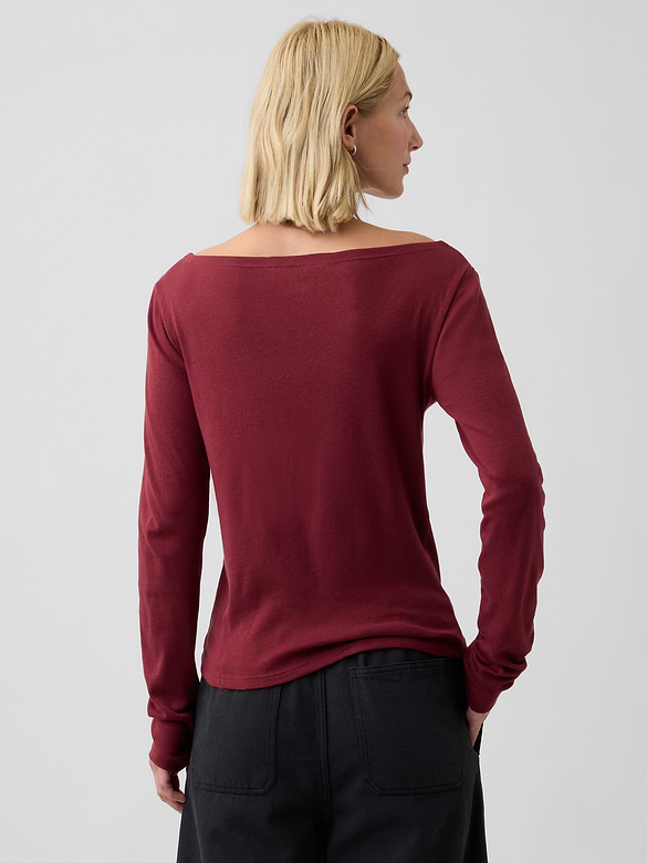 Modern Ribbed Boatneck T-Shirt