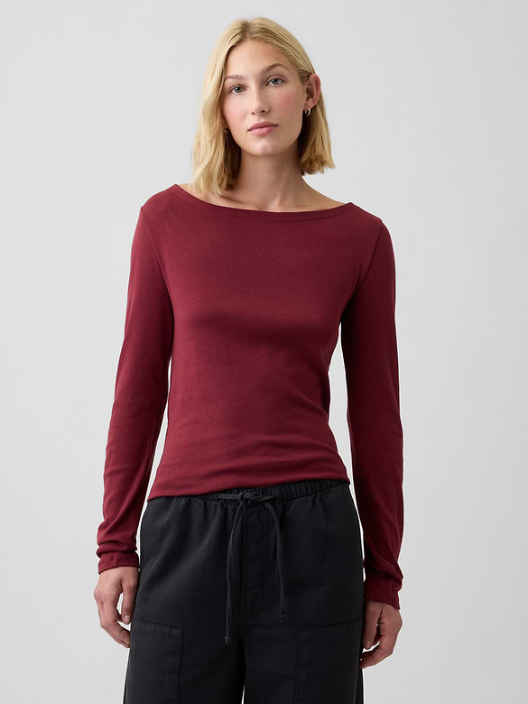 Modern Ribbed Boatneck T-Shirt