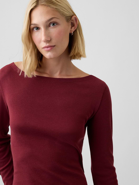 Modern Ribbed Boatneck T-Shirt