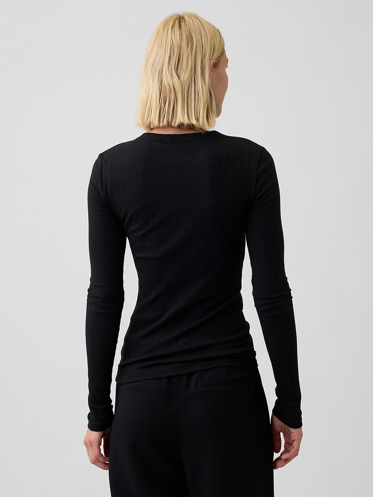 Image number 2 showing, Essential Ribbed Pointelle T-Shirt