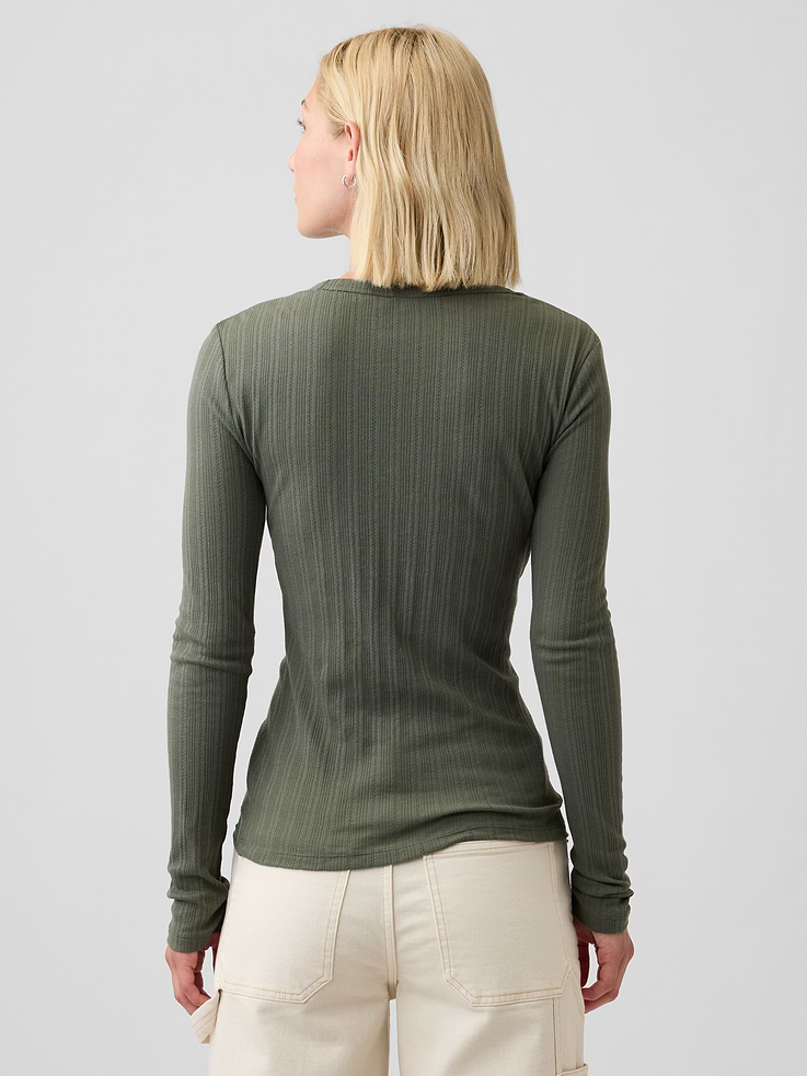 Image number 2 showing, Essential Ribbed Pointelle T-Shirt
