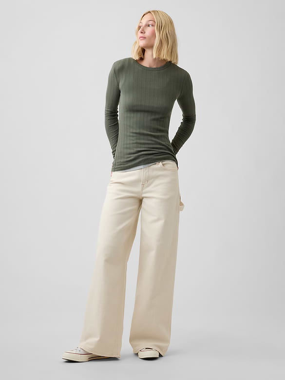 Essential Ribbed Pointelle T-Shirt