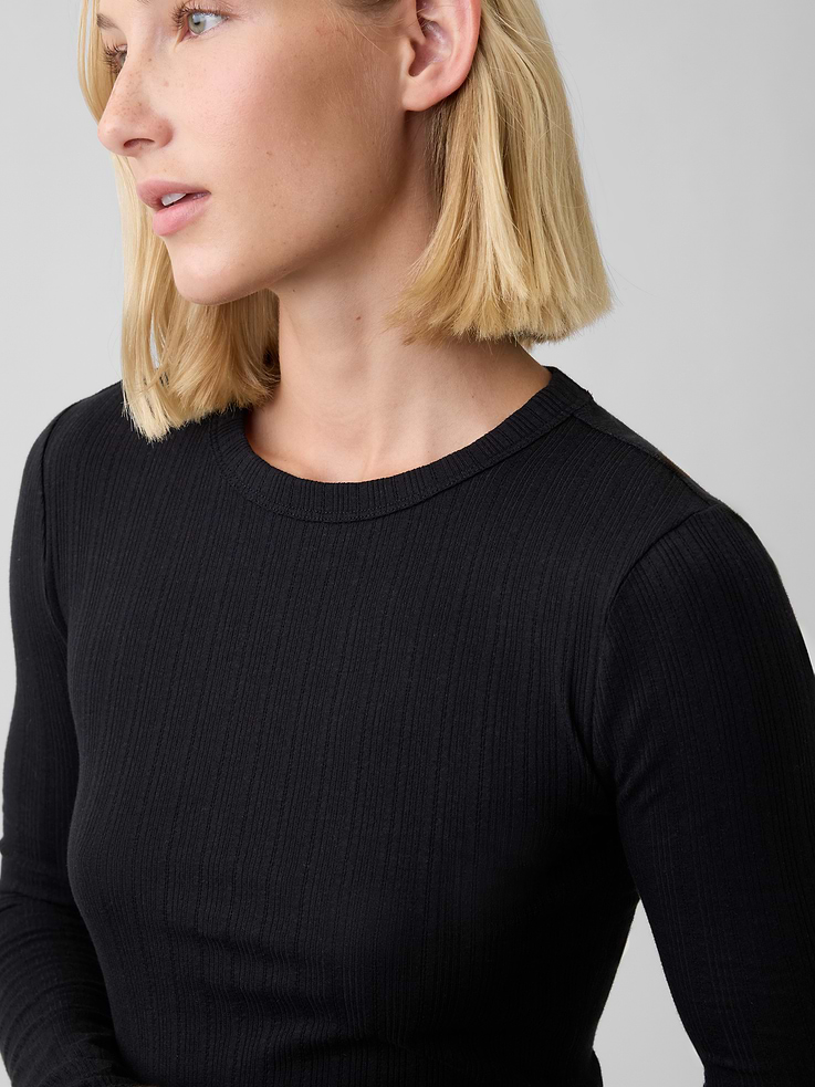 Image number 4 showing, Essential Ribbed Pointelle T-Shirt