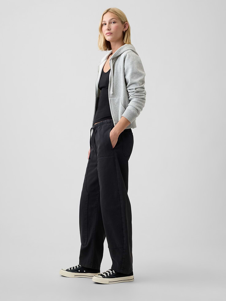 Image number 3 showing, Mid Rise Pull-On Barrel Jeans