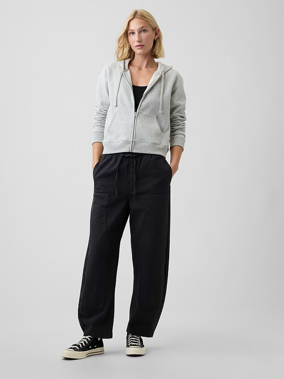 Mid Rise Pull-On Barrel Jeans