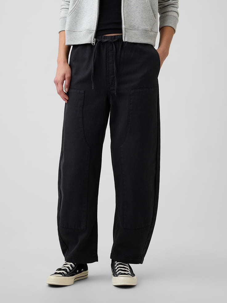 Image number 2 showing, Mid Rise Pull-On Barrel Jeans