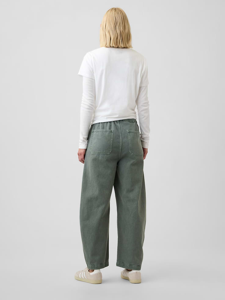 Image number 4 showing, Mid Rise Pull-On Barrel Jeans