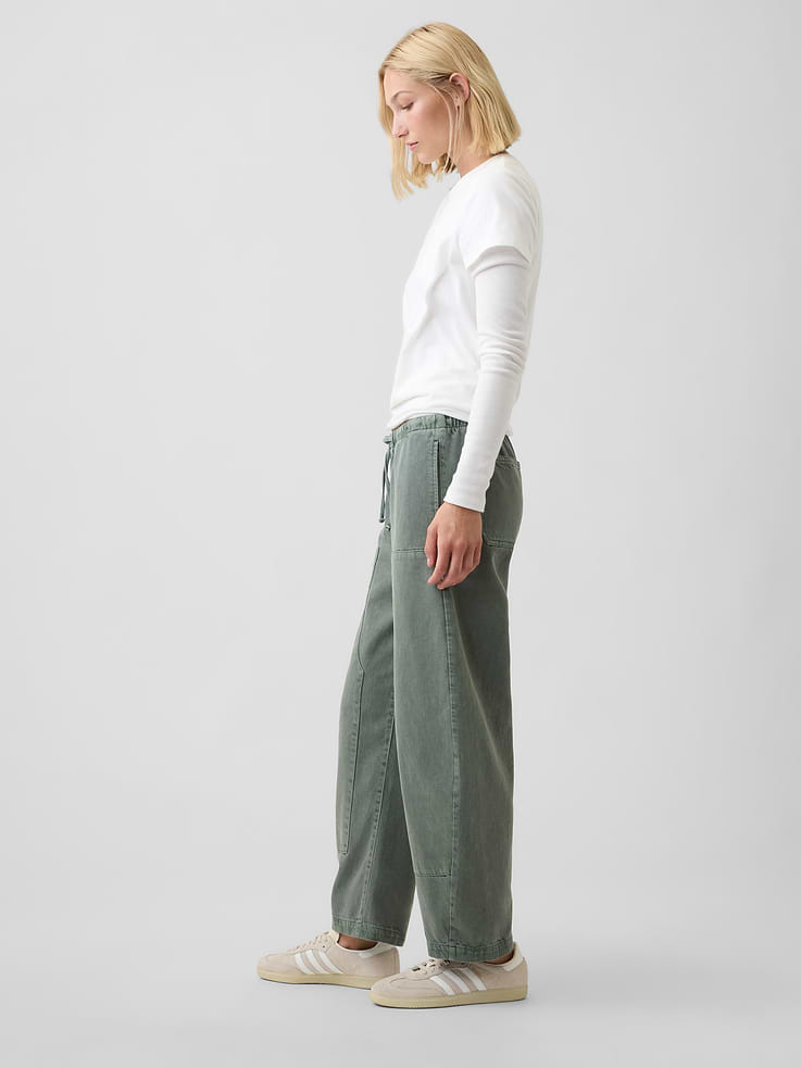Image number 3 showing, Mid Rise Pull-On Barrel Jeans
