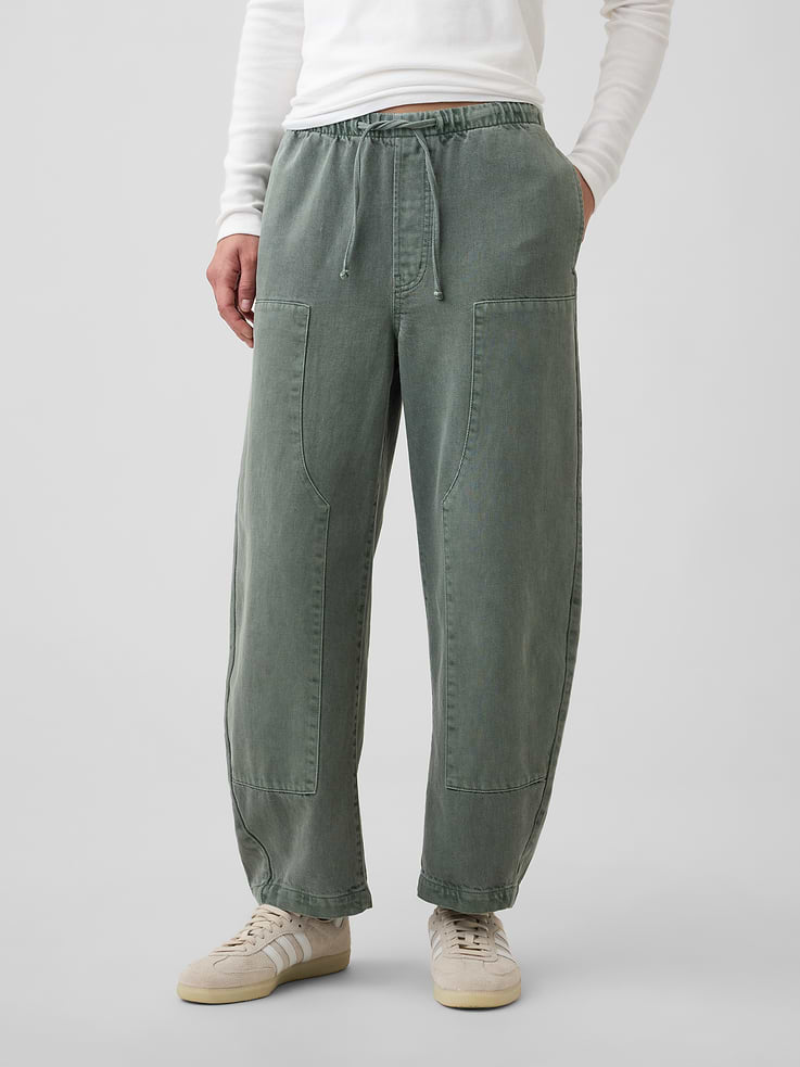 Image number 2 showing, Mid Rise Pull-On Barrel Jeans