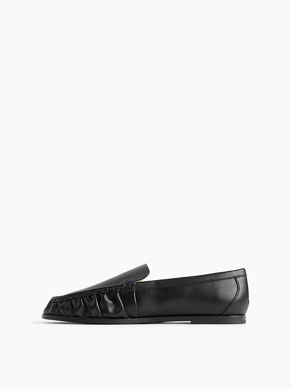Vegan Leather Ruched Loafers