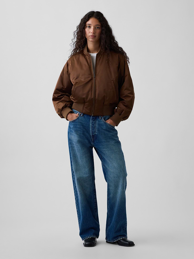 Image number 2 showing, Padded Satin Bomber Jacket