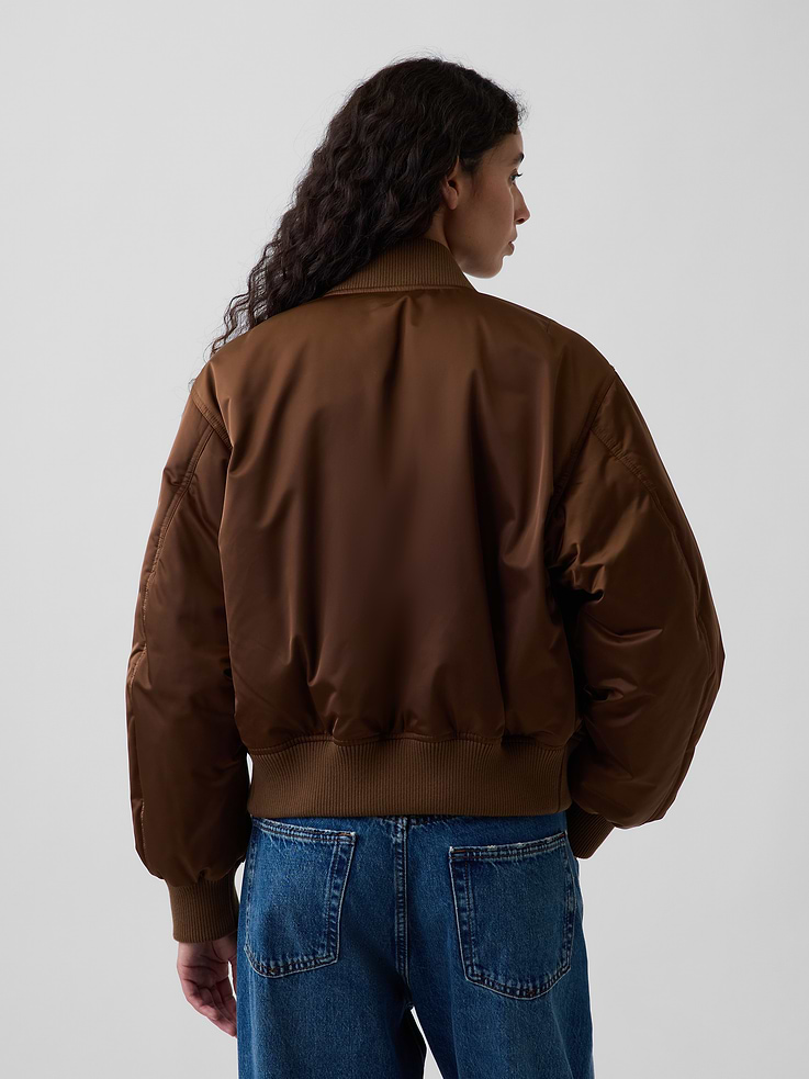 Image number 3 showing, Padded Satin Bomber Jacket