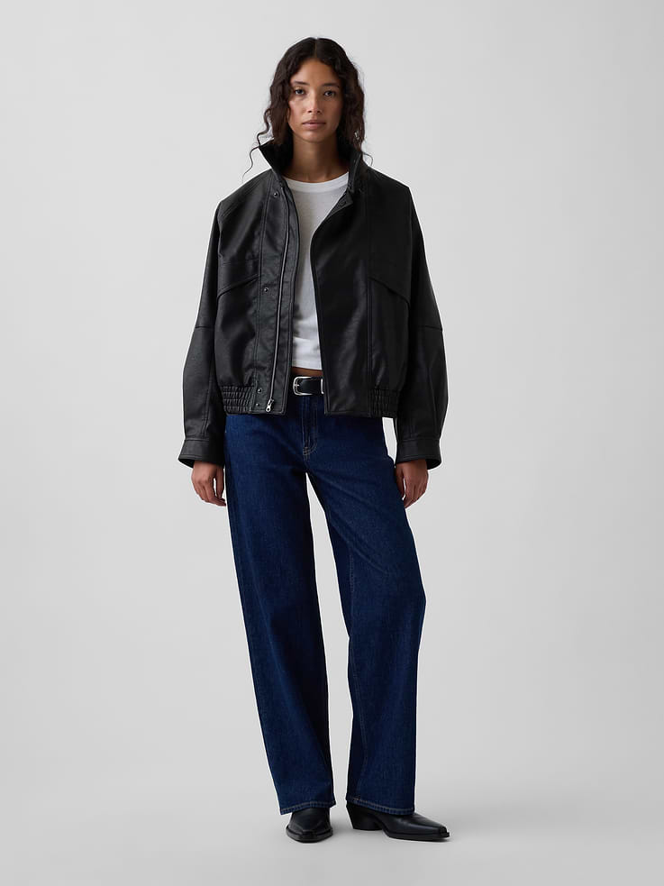 Image number 2 showing, Vegan Leather Oversized Bomber Jacket
