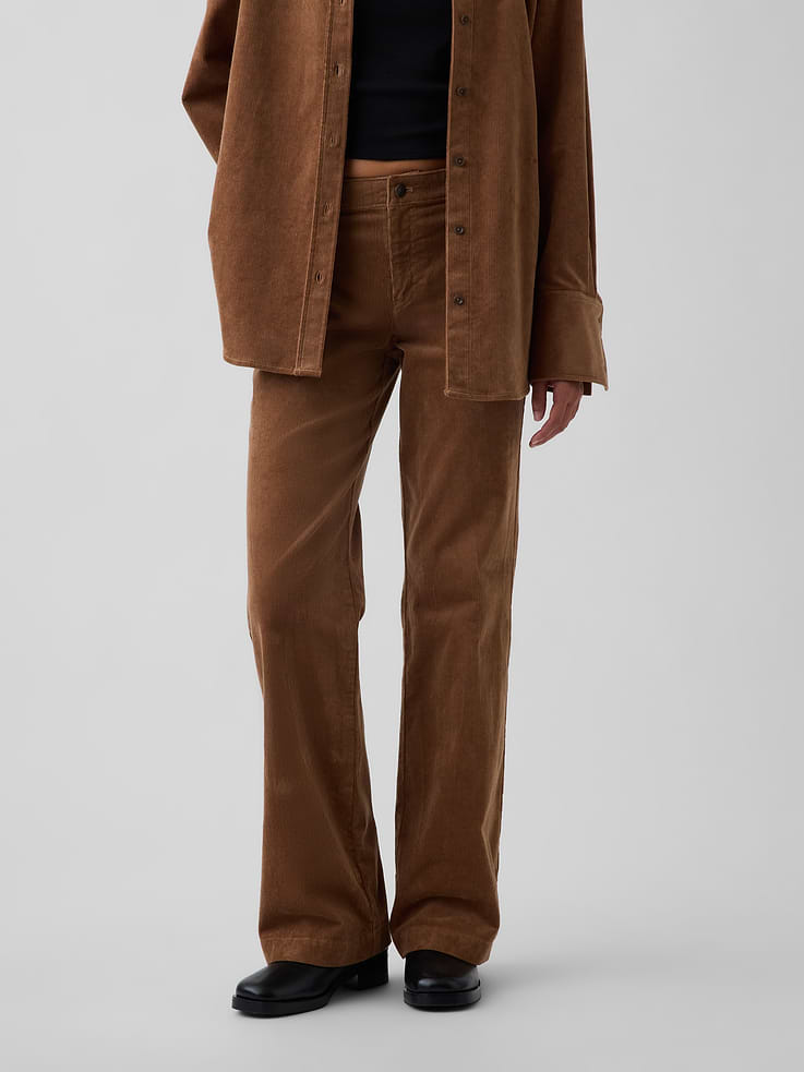 Image number 2 showing, Mid Rise Corduroy Relaxed Flare Pants