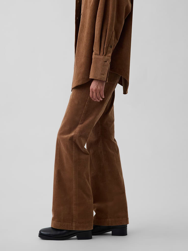 Image number 3 showing, Mid Rise Corduroy Relaxed Flare Pants