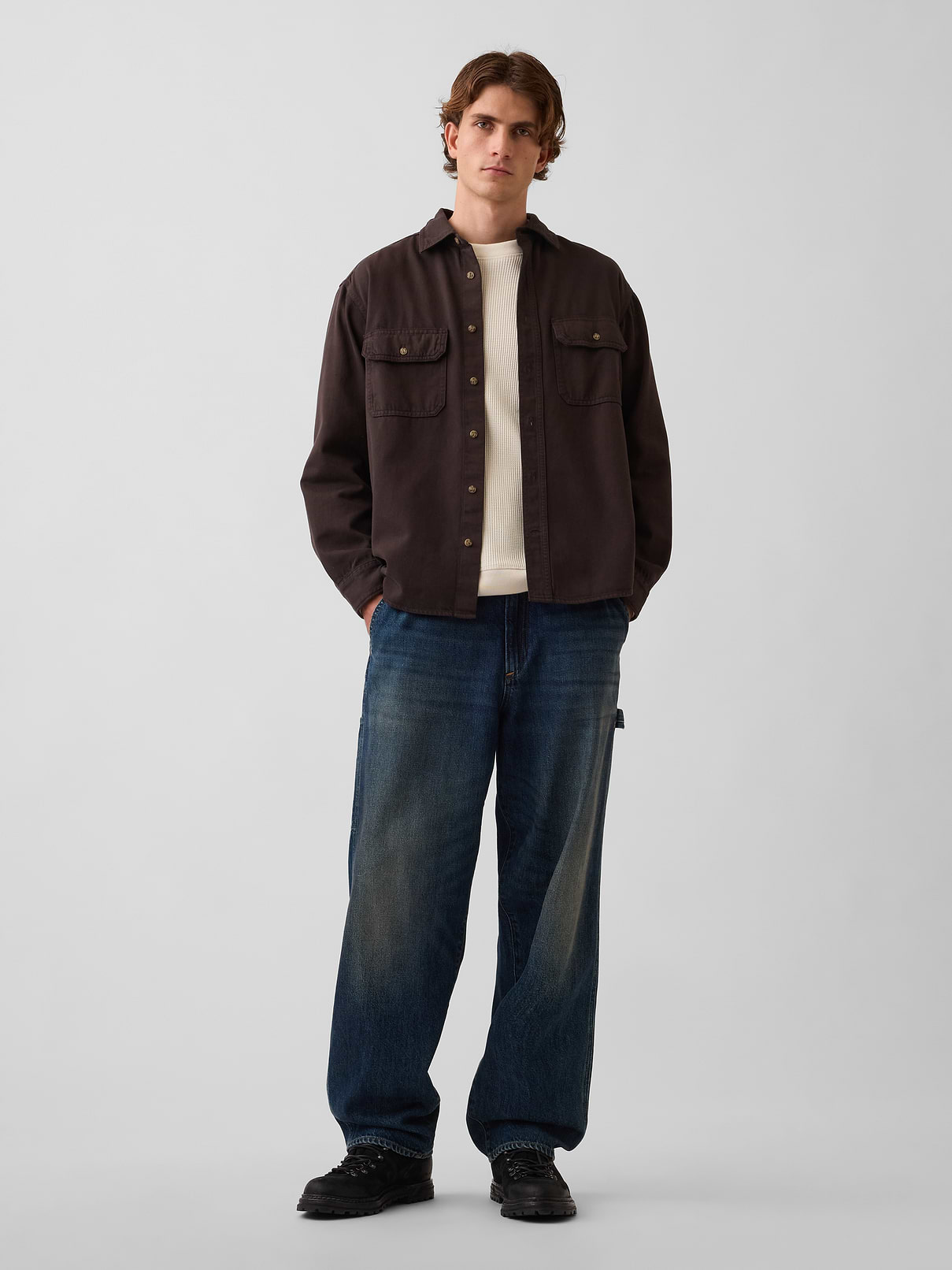 Image 2 of 5, UltraSoft Denim Relaxed Utility Shirt
