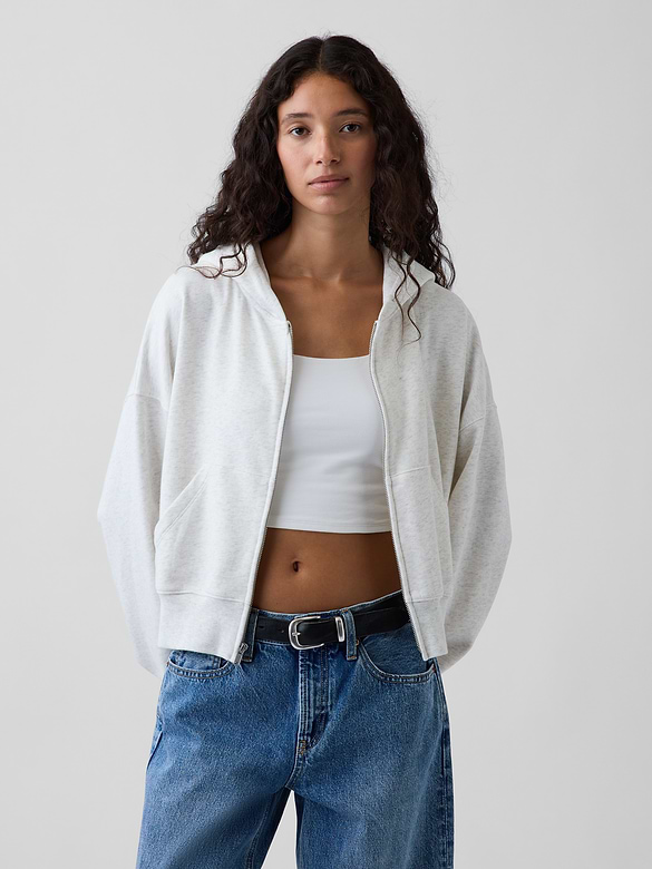 VintageSoft Terry Oversized Wedge Zip Hoodie