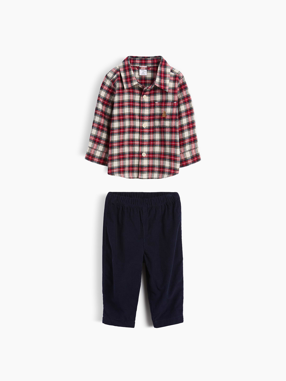 Baby Flannel Shirt & Corduroy Pants Outfit Set
