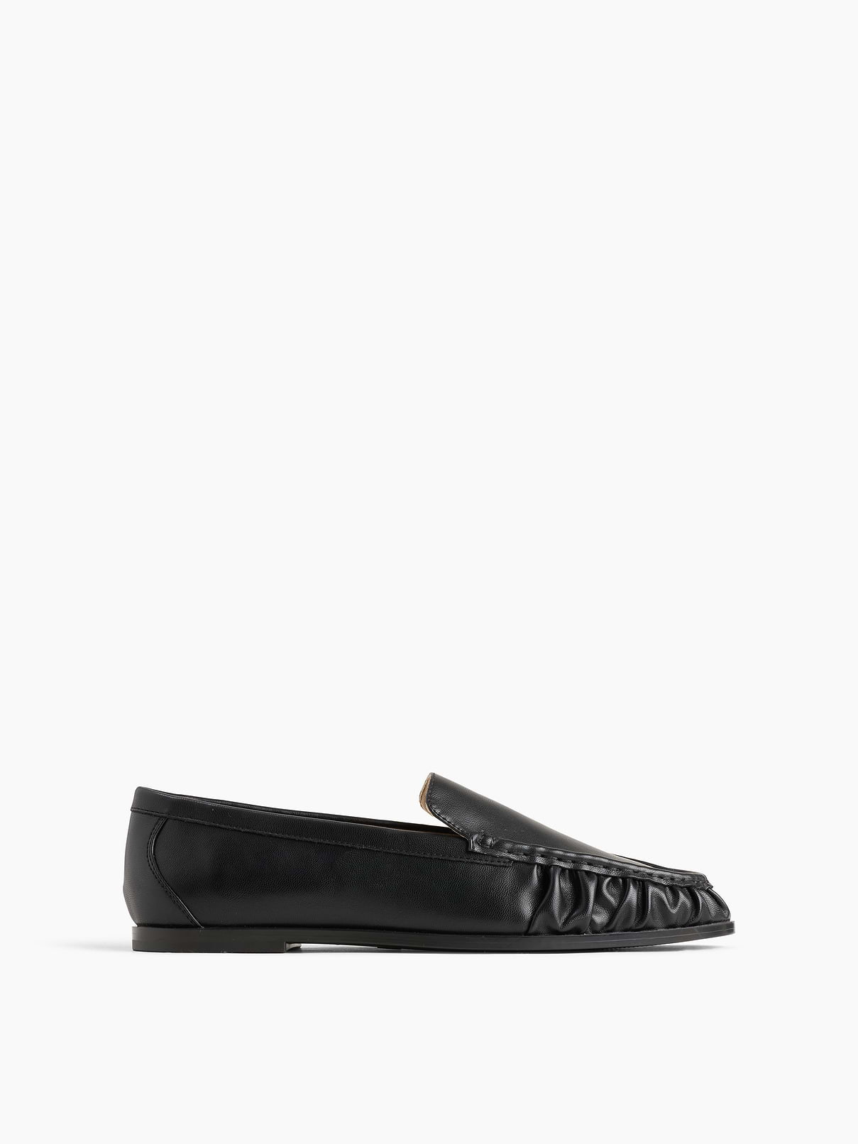 Vegan Leather Ruched Loafers