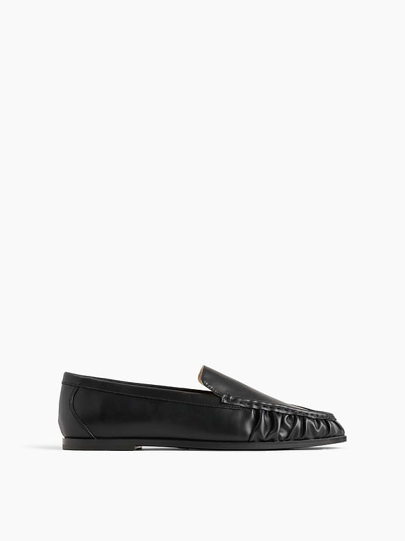 Vegan Leather Ruched Loafers