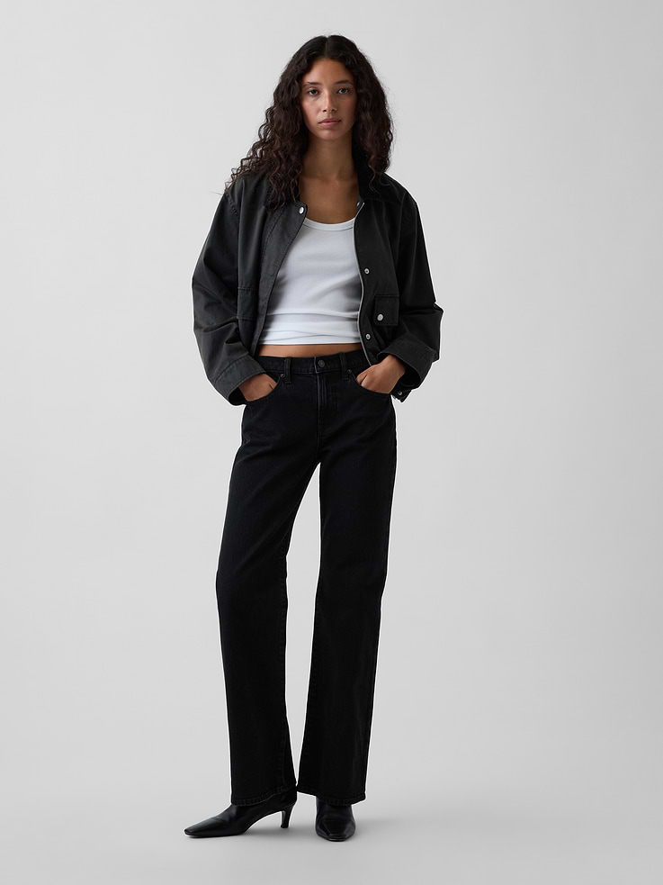 Image number 1 showing, Mid Rise Relaxed Flare Jeans
