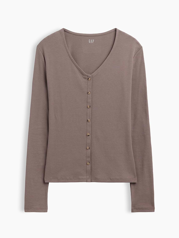 Fitted Ribbed V-Neck Top