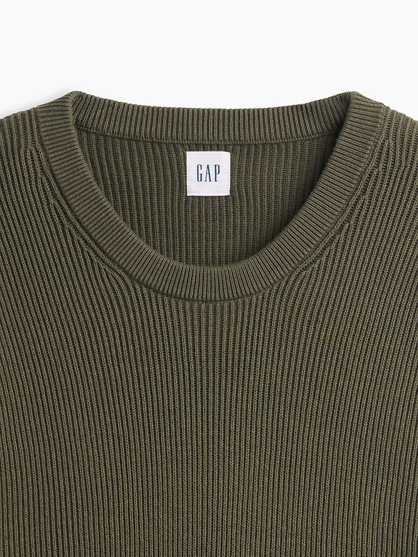 Relaxed Fisherman Stitch Crewneck Sweater