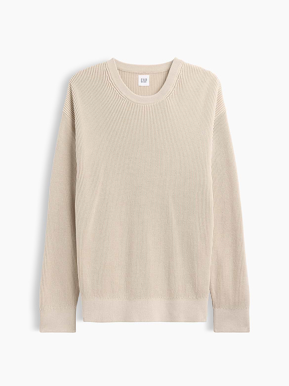 Relaxed Fisherman Stitch Crewneck Sweater