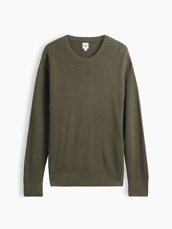 Relaxed Fisherman Stitch Crewneck Sweater