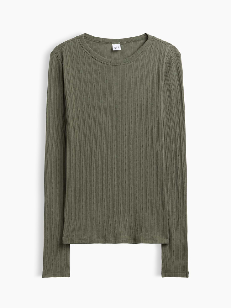 Image number 5 showing, Essential Ribbed Pointelle T-Shirt