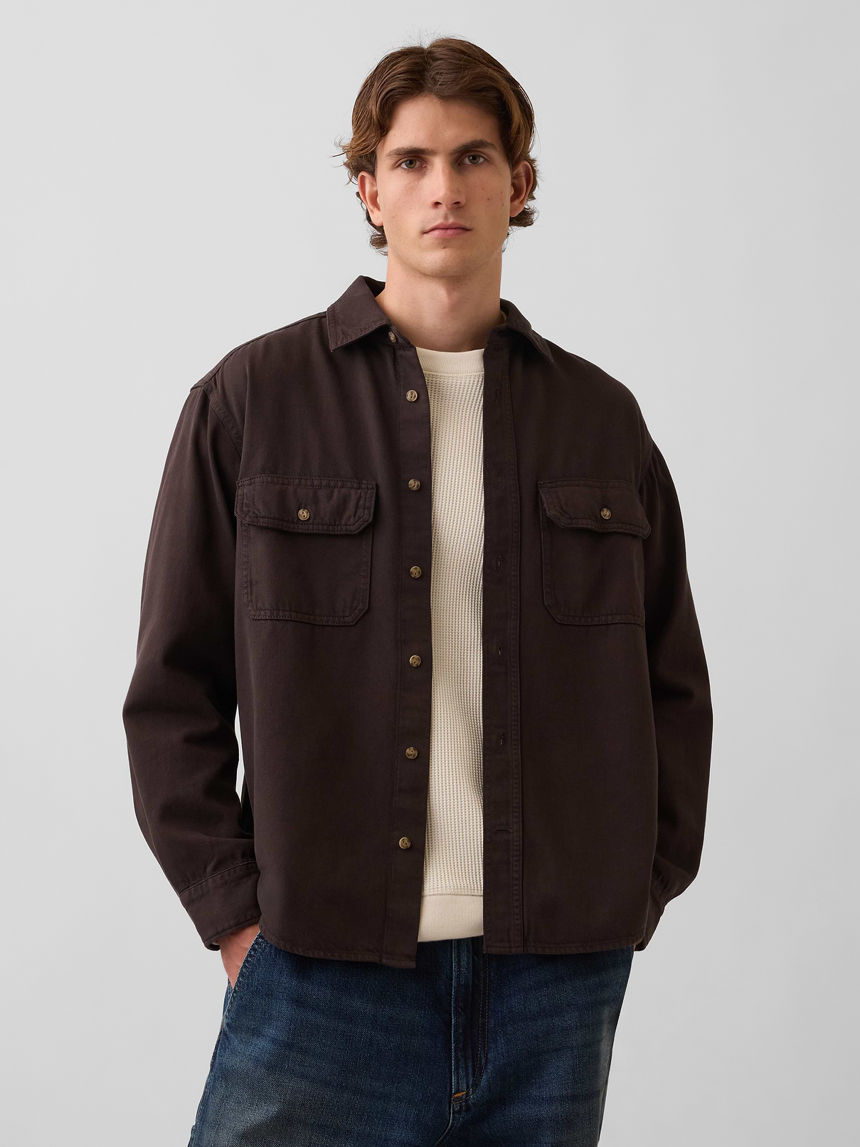 UltraSoft Denim Relaxed Utility Shirt