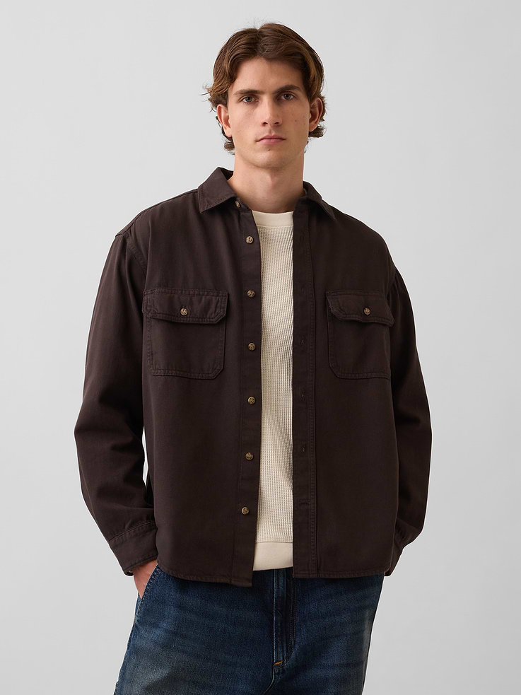 Image number 1 showing, UltraSoft Denim Relaxed Utility Shirt
