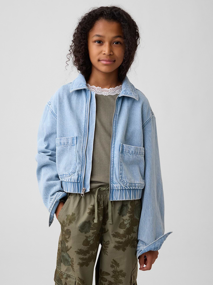 Image number 1 showing, Kids Relaxed Denim Bomber Jacket