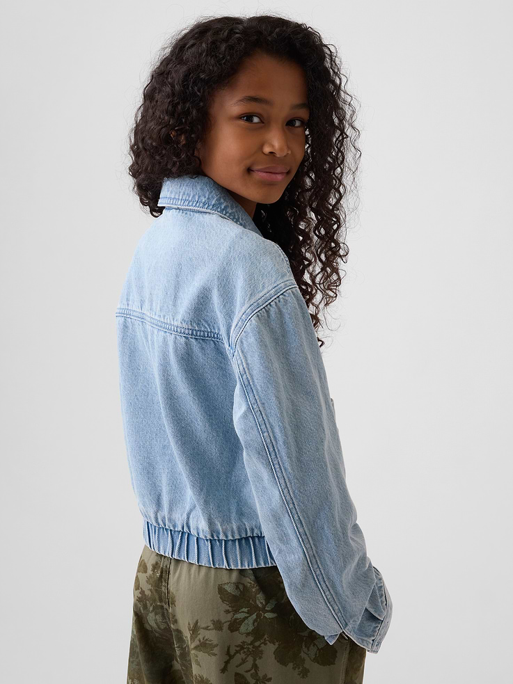Image number 3 showing, Kids Relaxed Denim Bomber Jacket