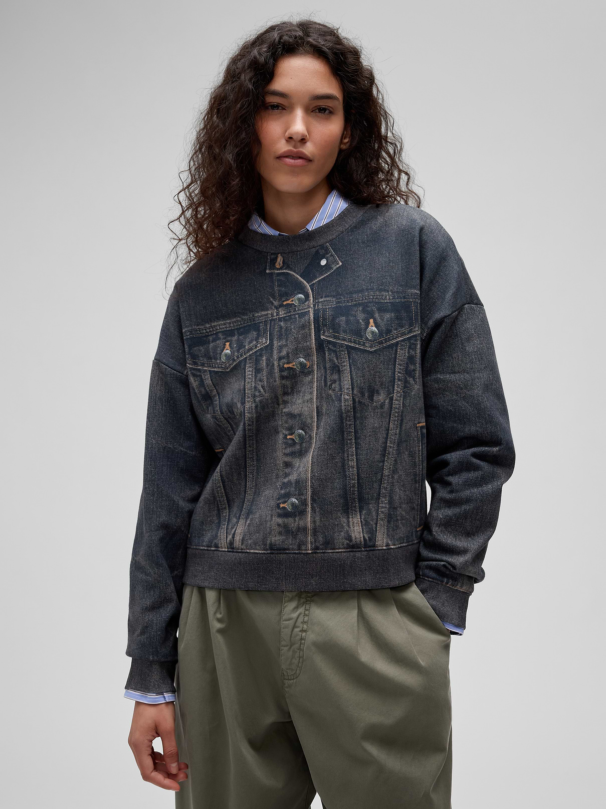 GapStudio Printed Denim Sweatshirt